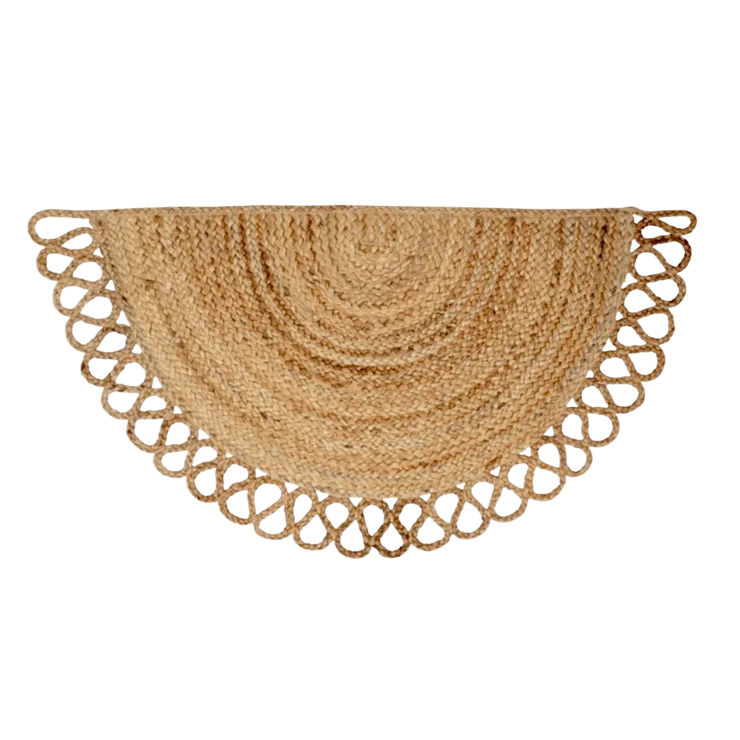 Folding Border Half Circle Accent Jute Rug