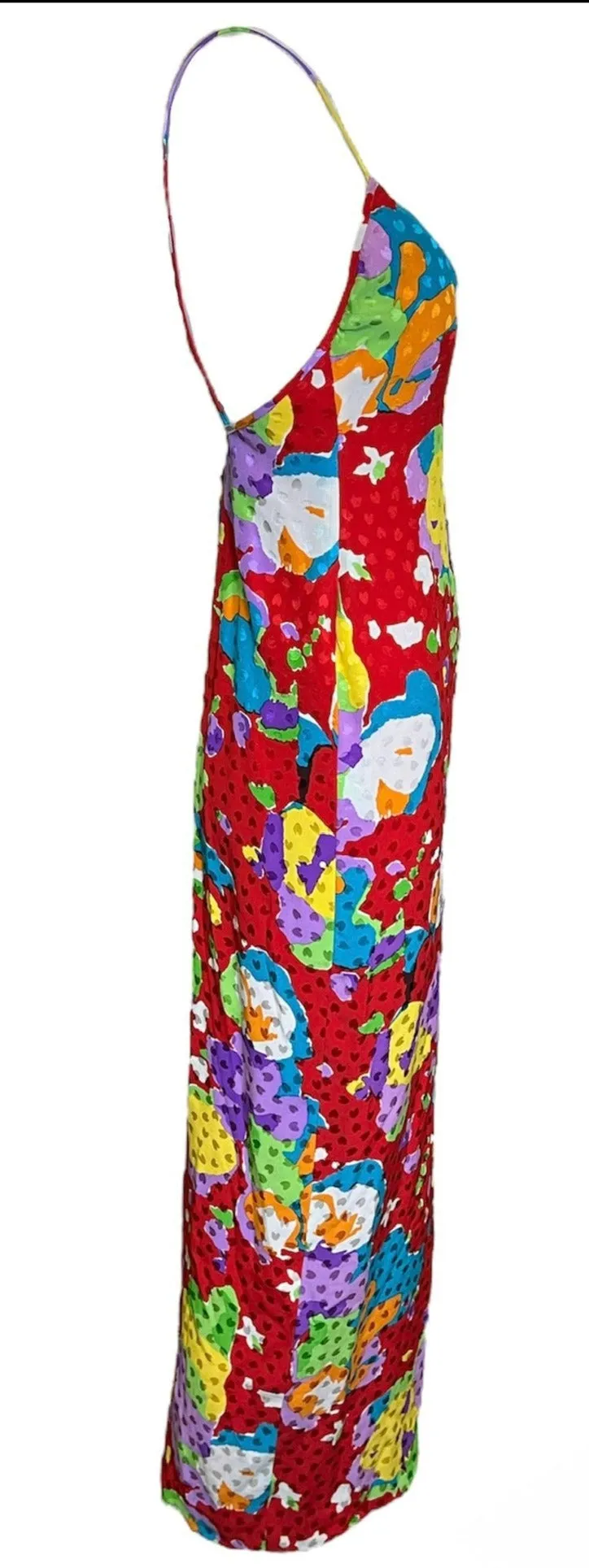 Galanos Multicolor 1990s Red Silk Jacquard Gown