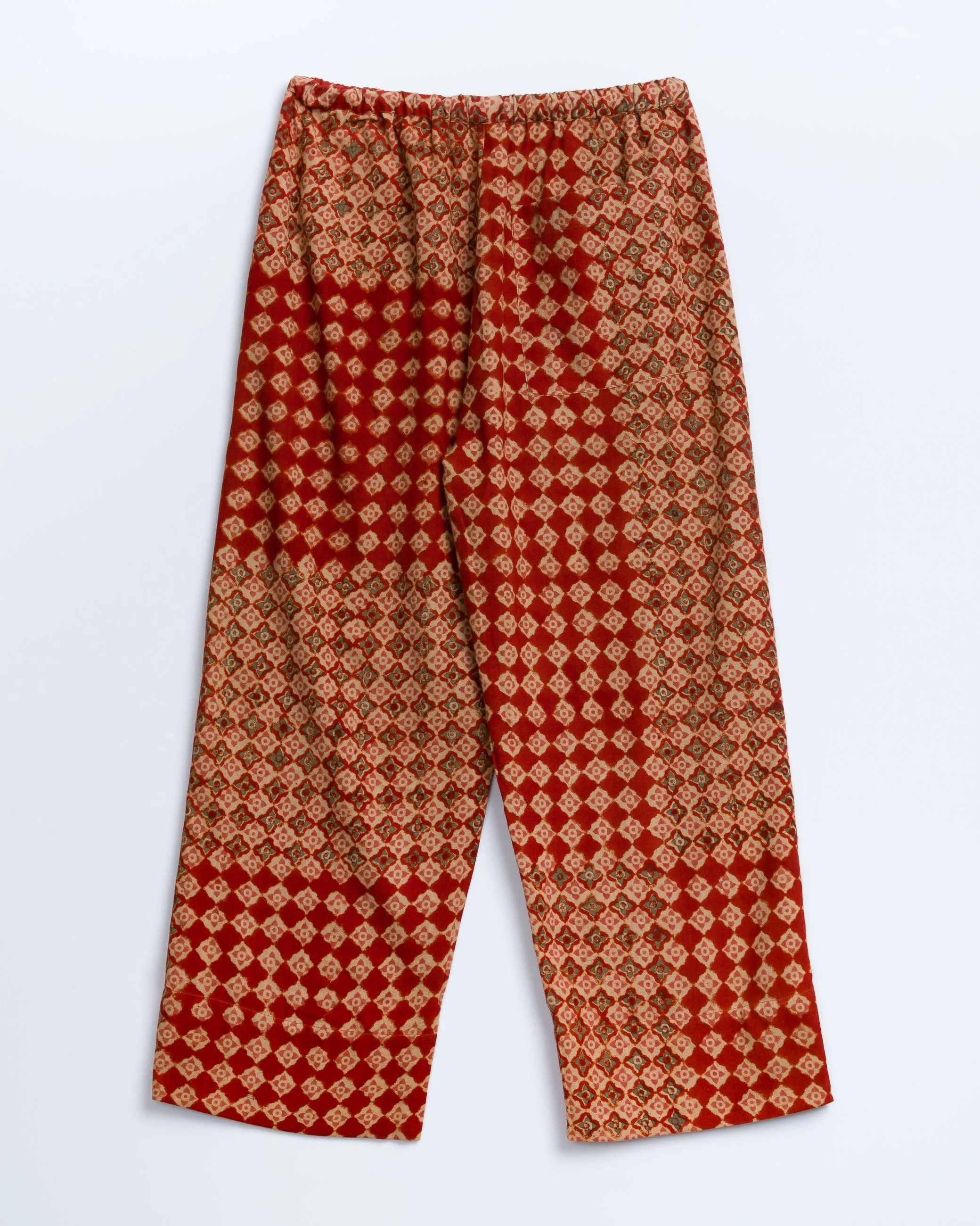 Garima Pant in Engineered Tile Block Print Madder