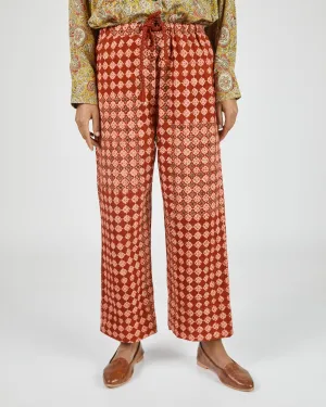 Garima Pant in Engineered Tile Block Print Madder