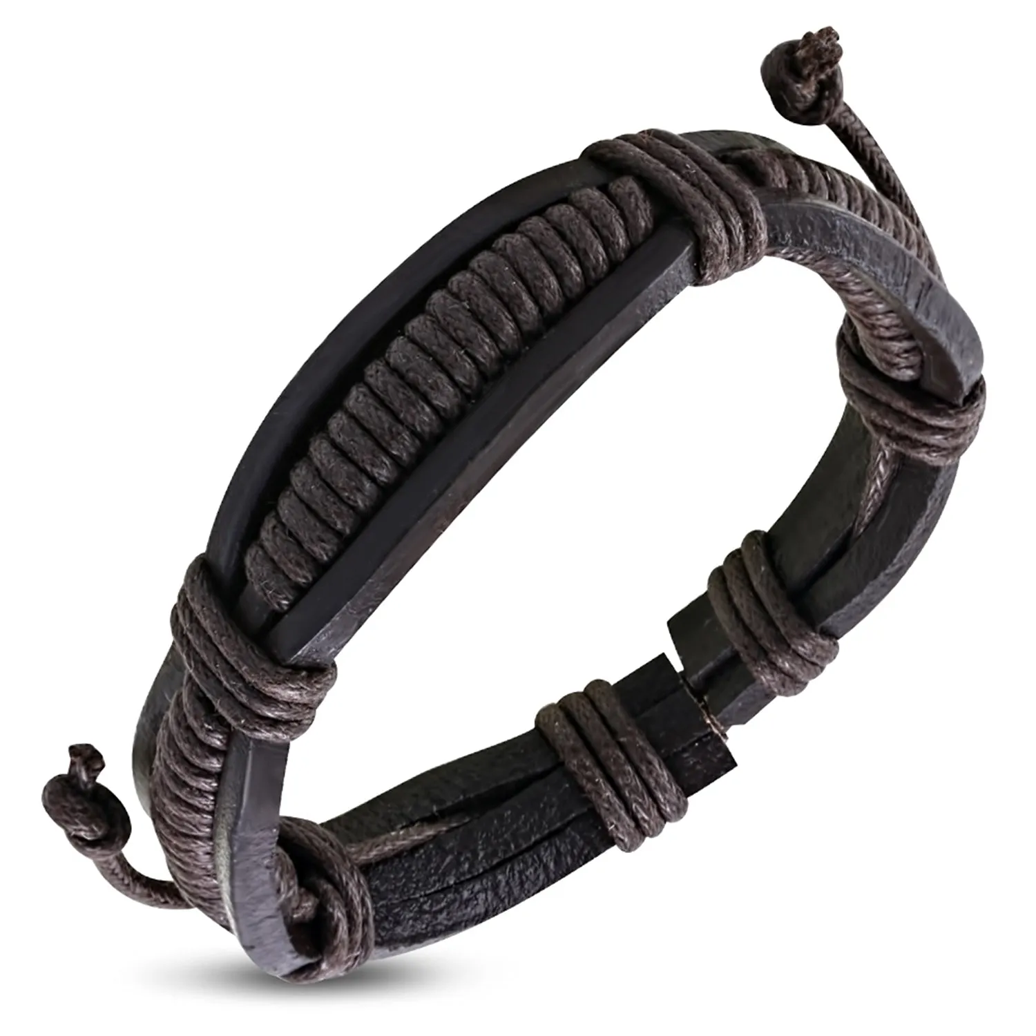 Genuine Brown Leather Triple Braided Wrap Rope Bracelet