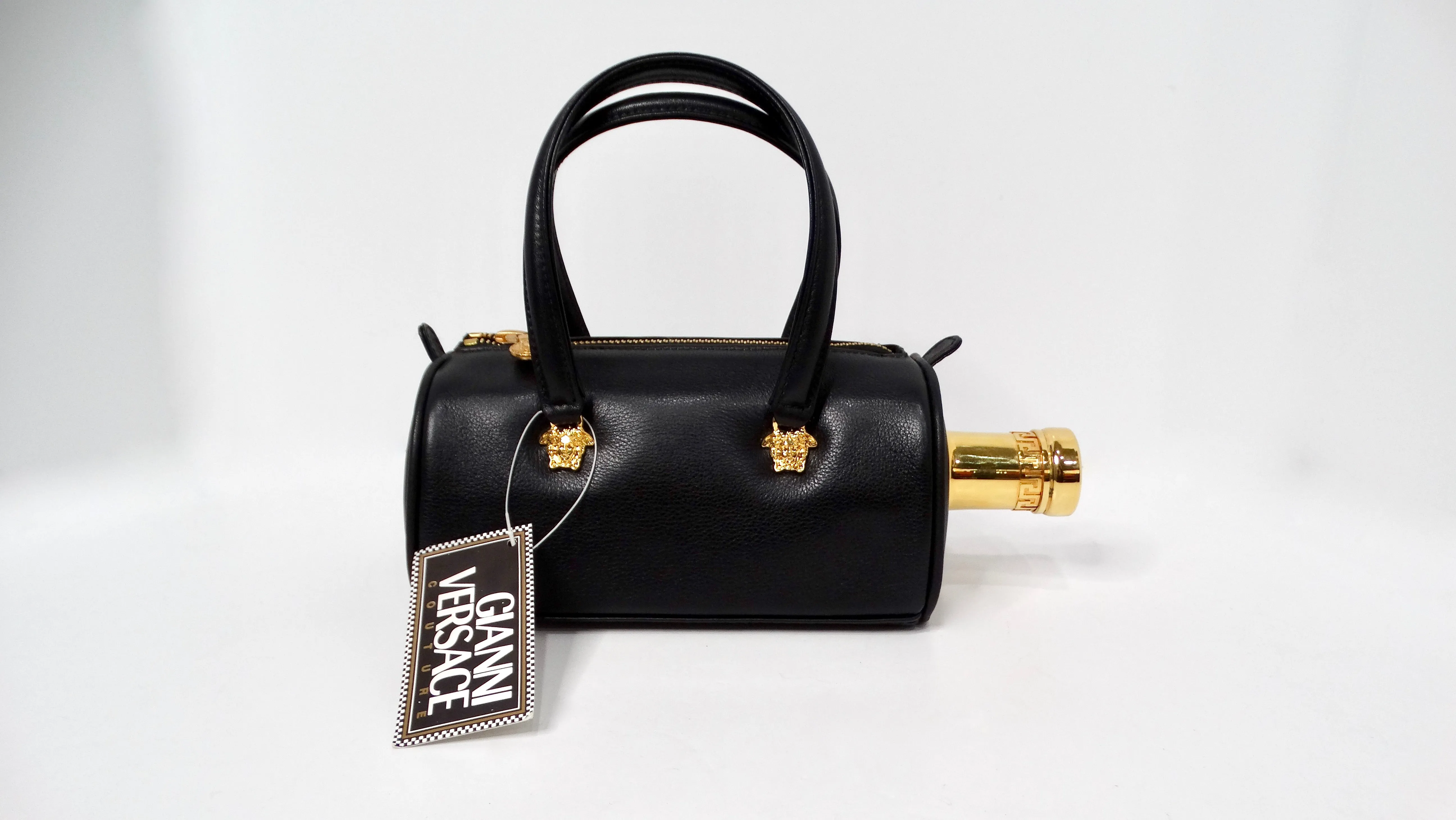 Gianni Versace Couture X Absolut Vodka 1997 Black Leather Mini Bag