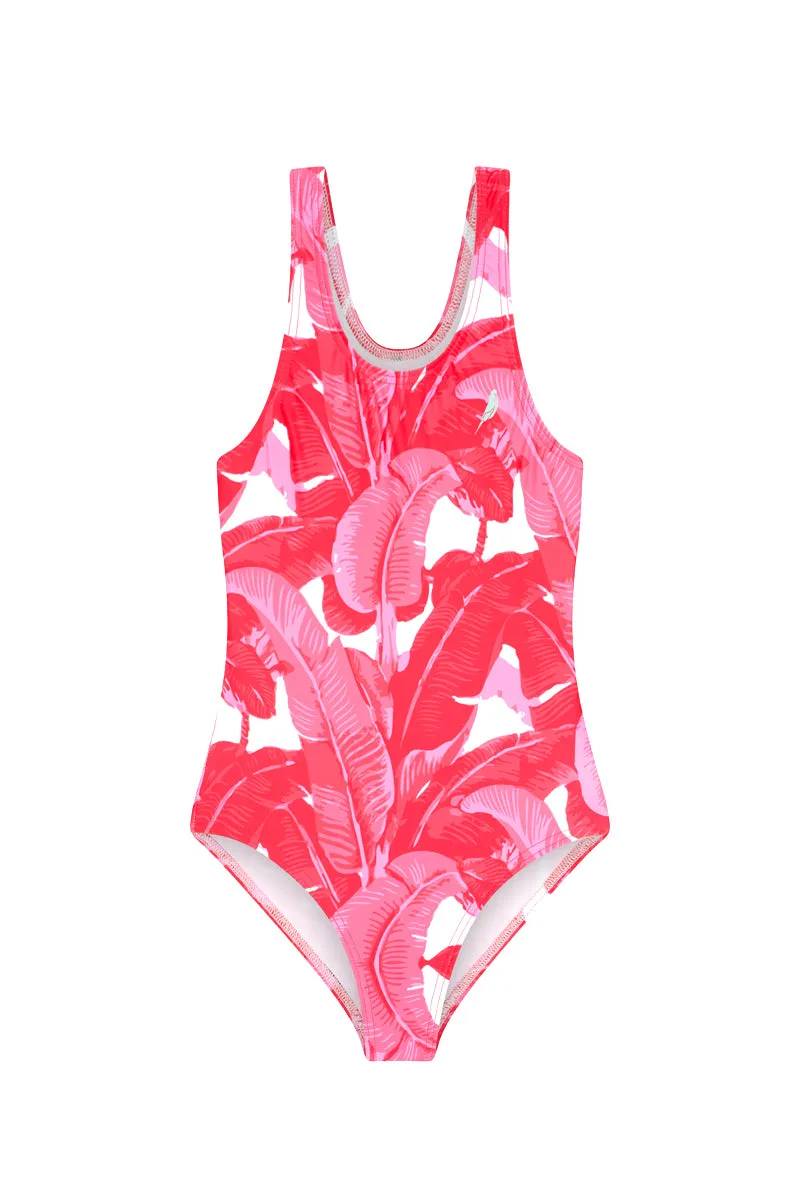 Girls One Piece in McGrath Foundation Pink Palms