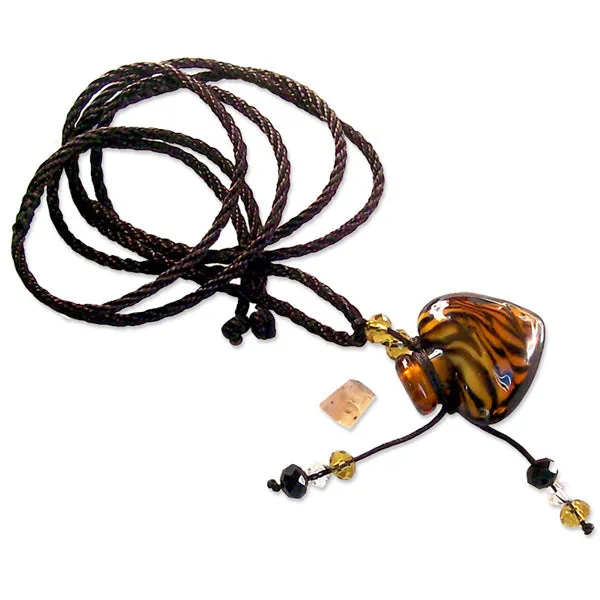 Glass Heart bottle KEEPSAKE cork crystal dangles cord adjustable necklace memory grief hair locks cremation crystals urn ashes perfume oil - U PICK