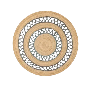 Gray Loop Natural Round Jute Rug