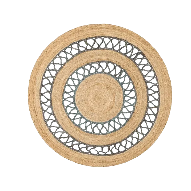 Gray Loop Natural Round Jute Rug