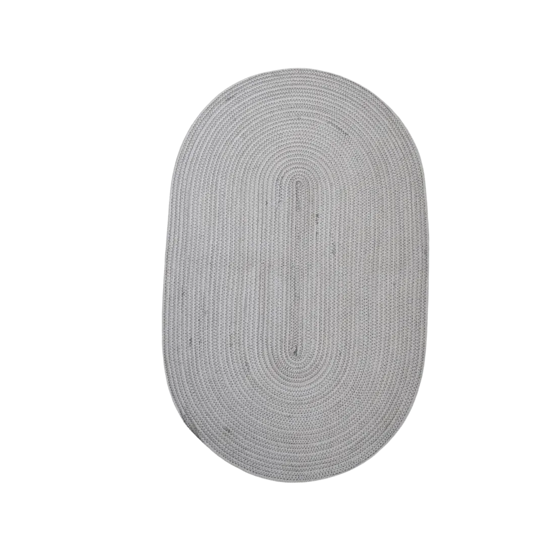Gray Oval Braided Jute Rug