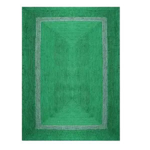 Green and Gray Braided Jute Area Rug