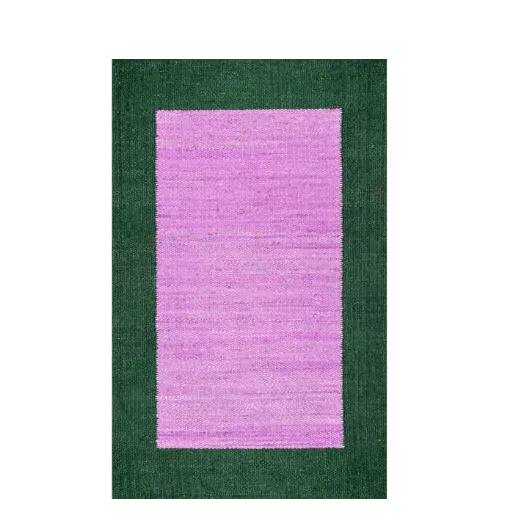 Green Border Pink Braided Jute Rug