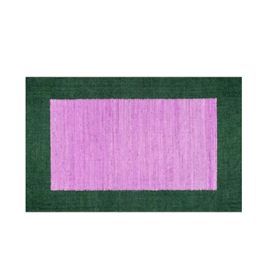 Green Border Pink Braided Jute Rug