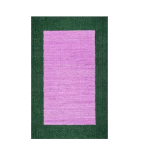 Green Border Pink Braided Jute Rug