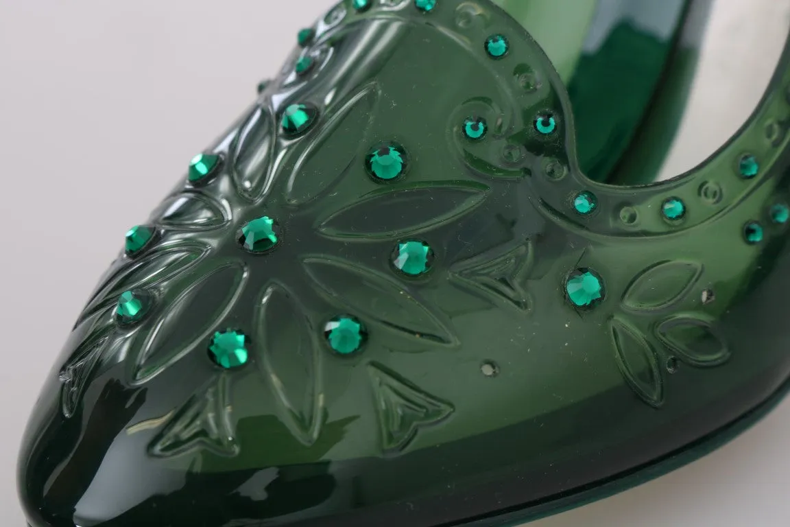 Green CINDERELLA Crystal Shoes
