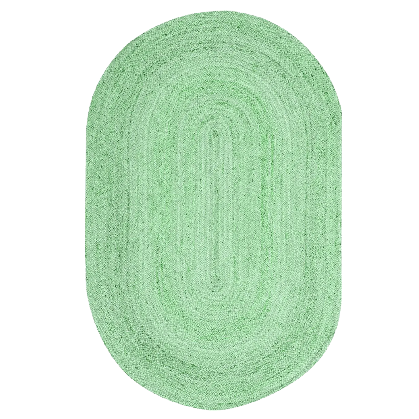Green Elongated Oval Jute Rug