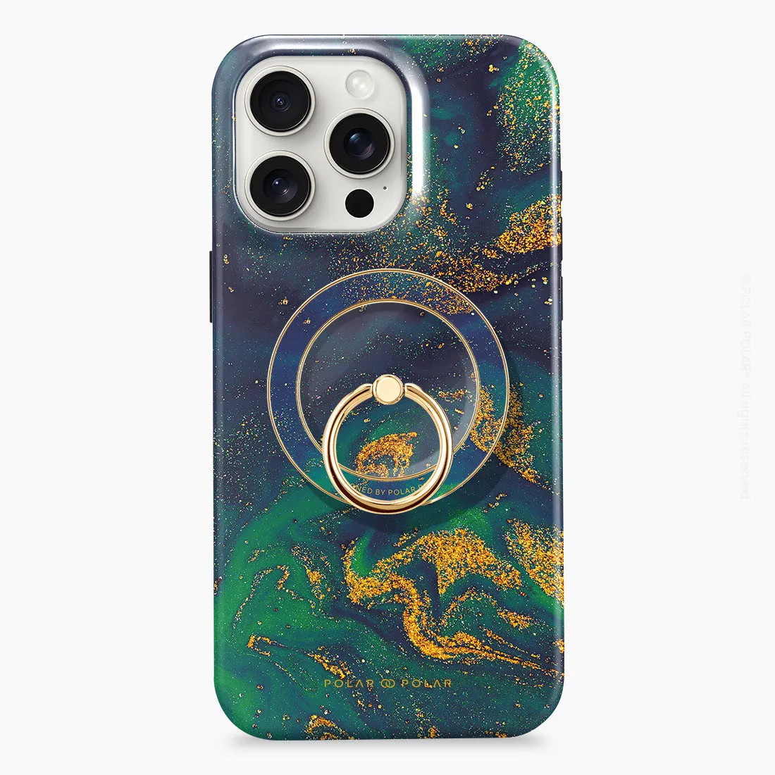 Green Night Quicksand - Golden MagSafe Phone Grip and Ring Holder Stand
