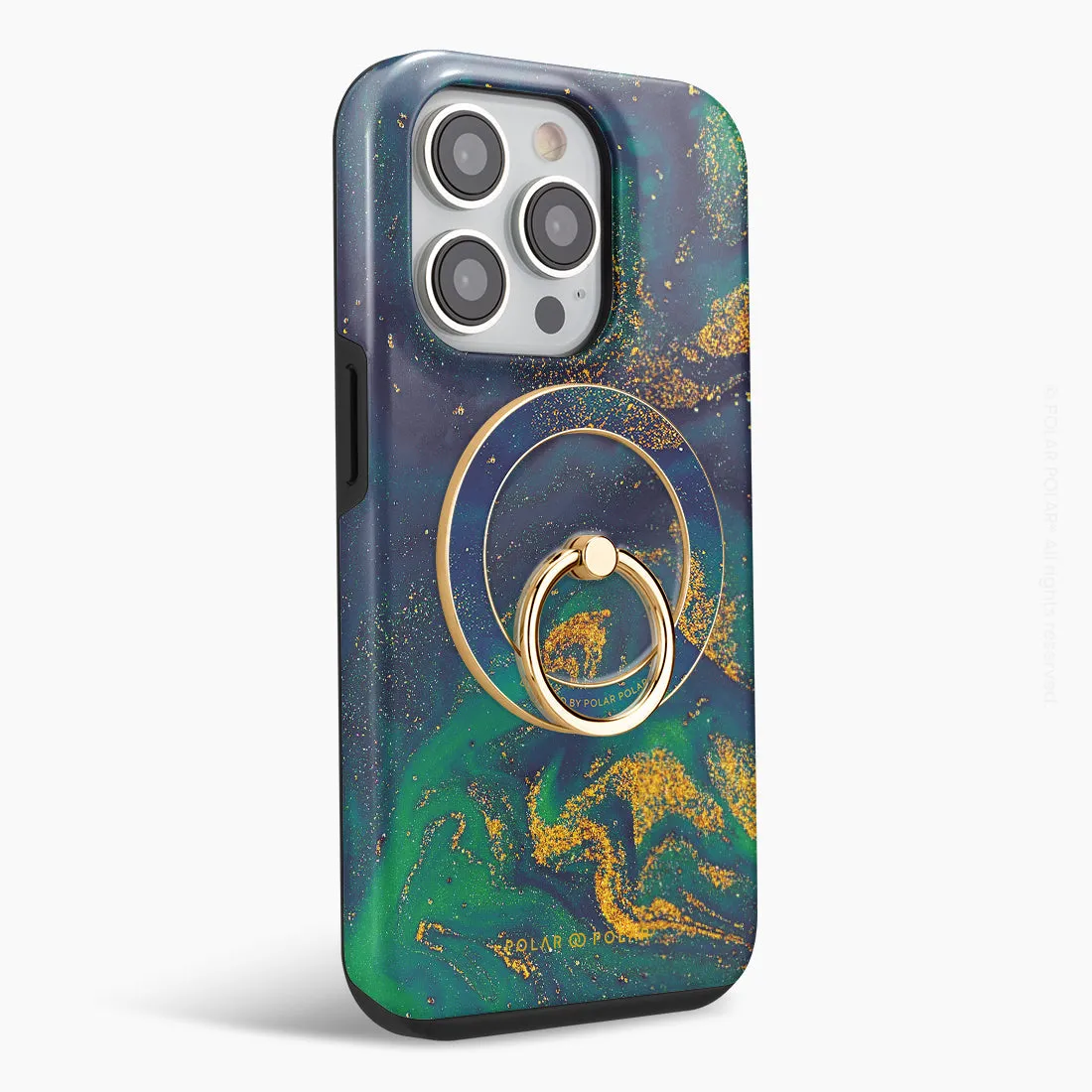 Green Night Quicksand - Golden MagSafe Phone Grip and Ring Holder Stand