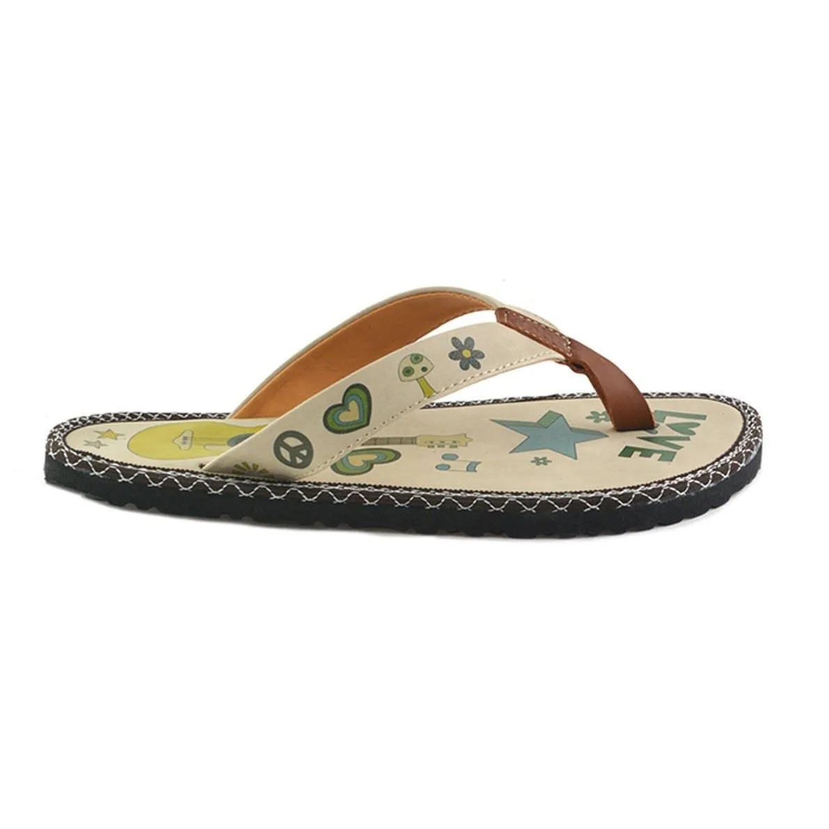 Green Peace Love Flip-Flop CAL406