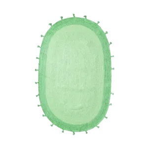 Green Two Toned Oval Jute Rug with Tassels