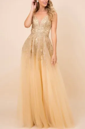 Gwyenth Gold Embellished Gown