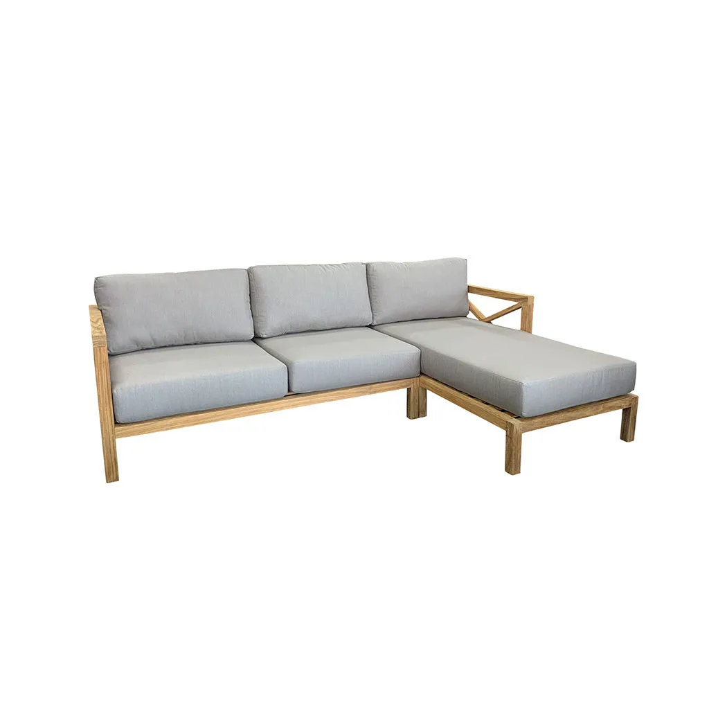 Hampton 2L   ChseR Outdoor Corner Sofa - Solid Teak