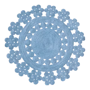 Handmade Desi Round Jute Rug - Blue