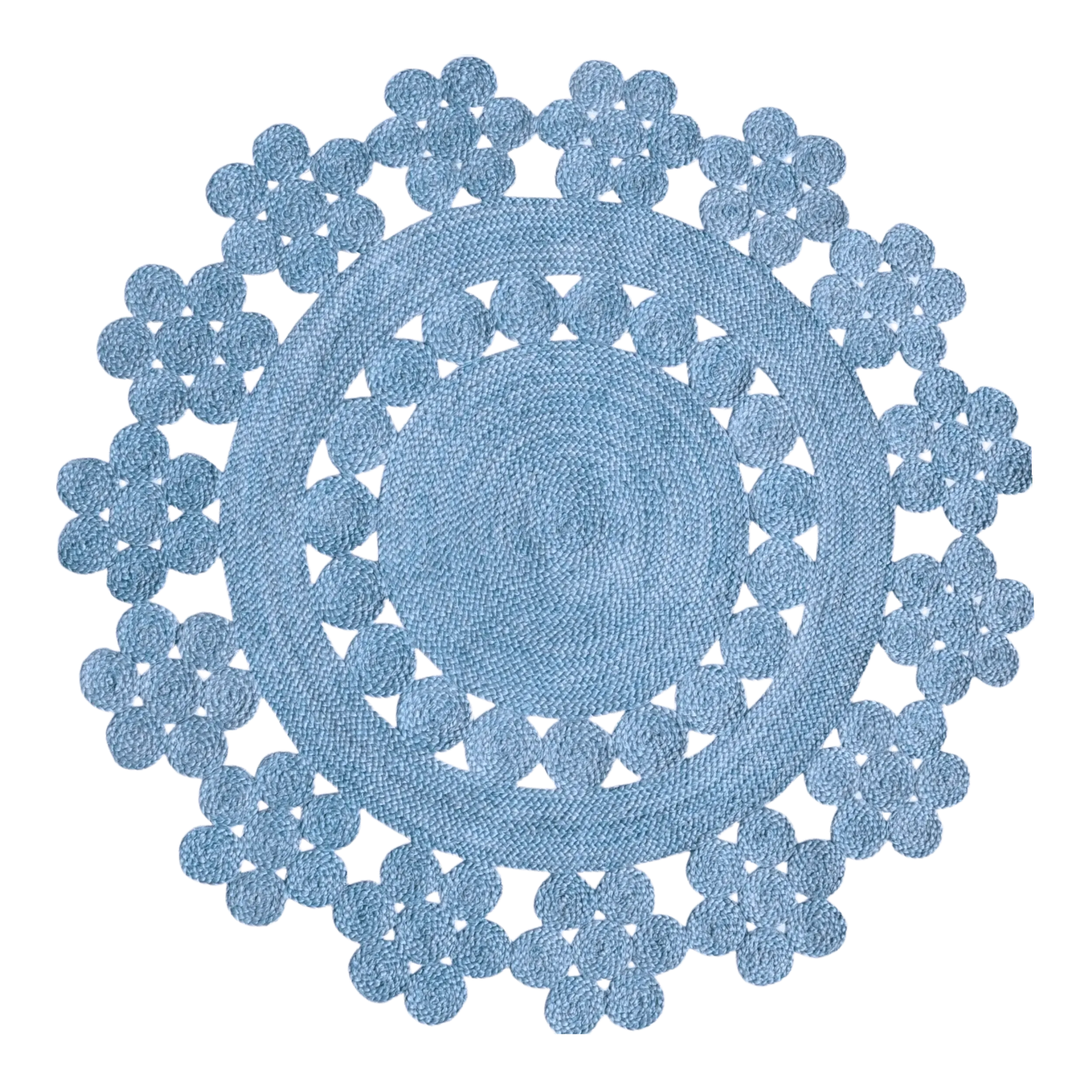 Handmade Desi Round Jute Rug - Blue
