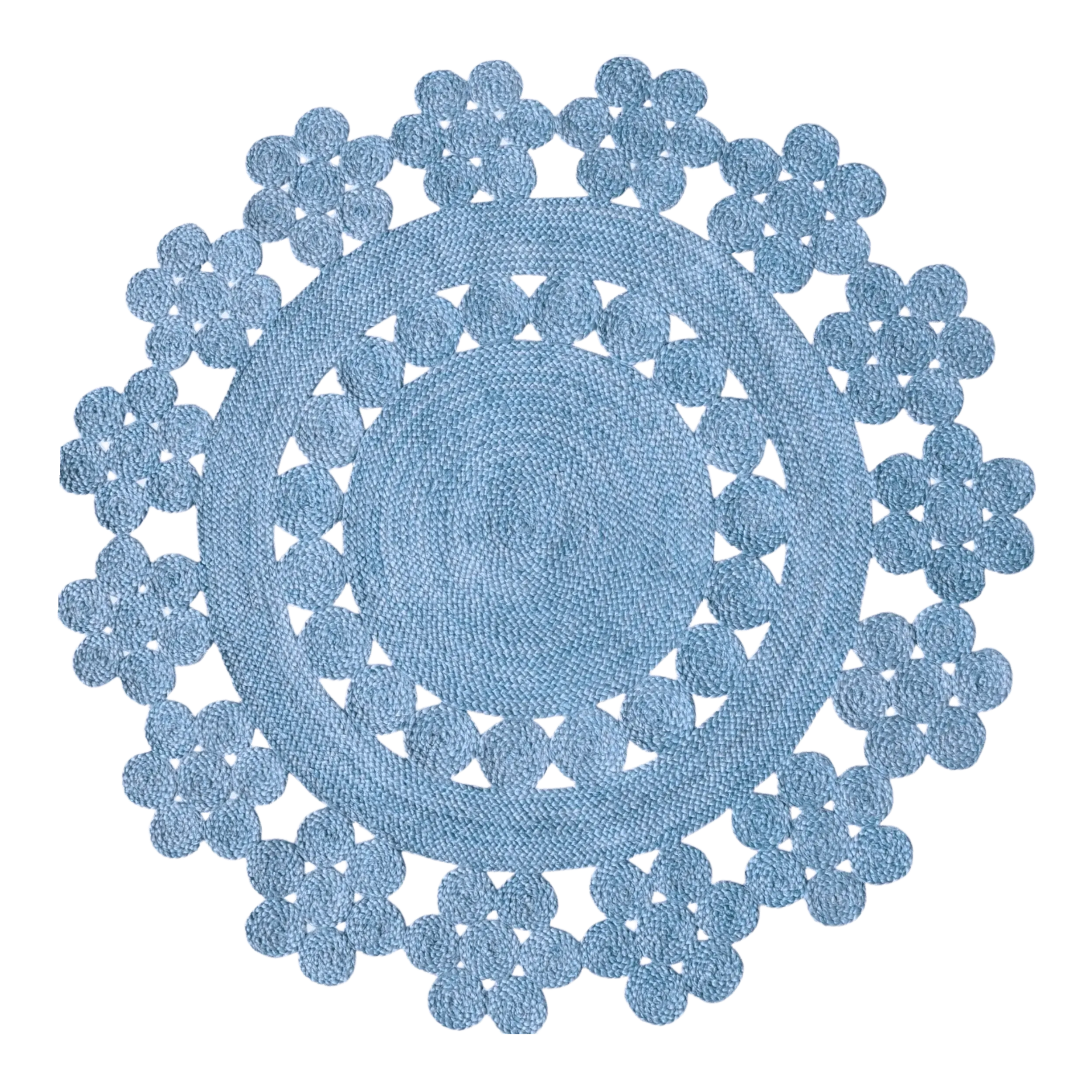 Handmade Desi Round Jute Rug - Blue