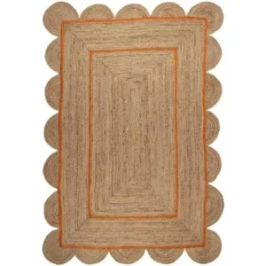 Handmade Orange Scalloped Jute Rug