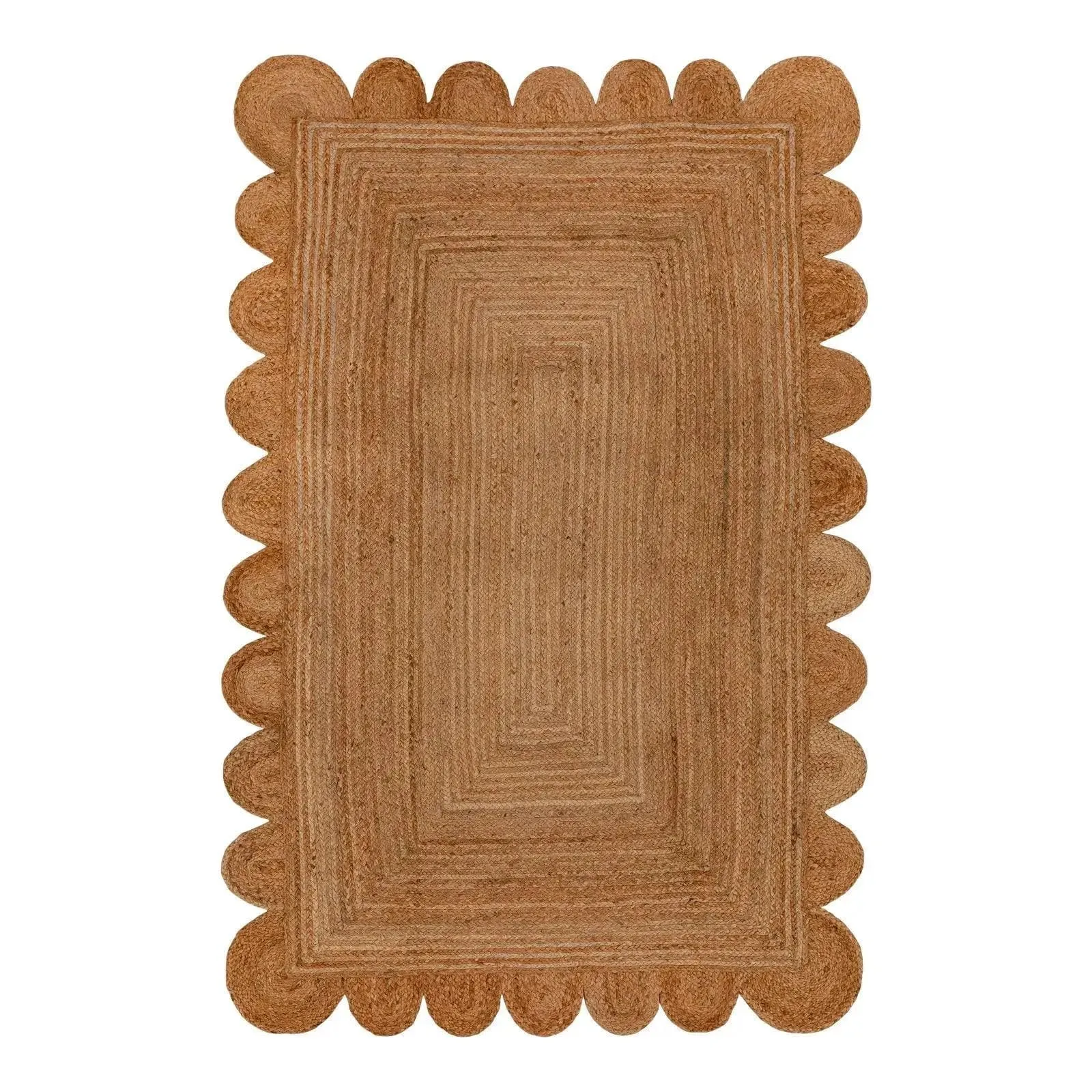 Handmade Scalloped Jute Rug 7 x 9 ft