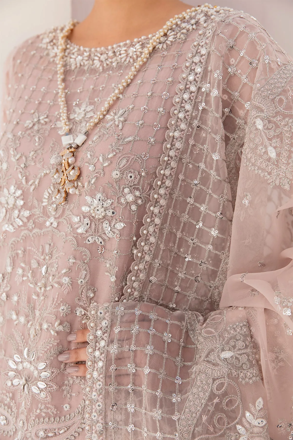 Heavily Embellished Baby Pink Pakistani Kameez Salwar Suit Dupatta
