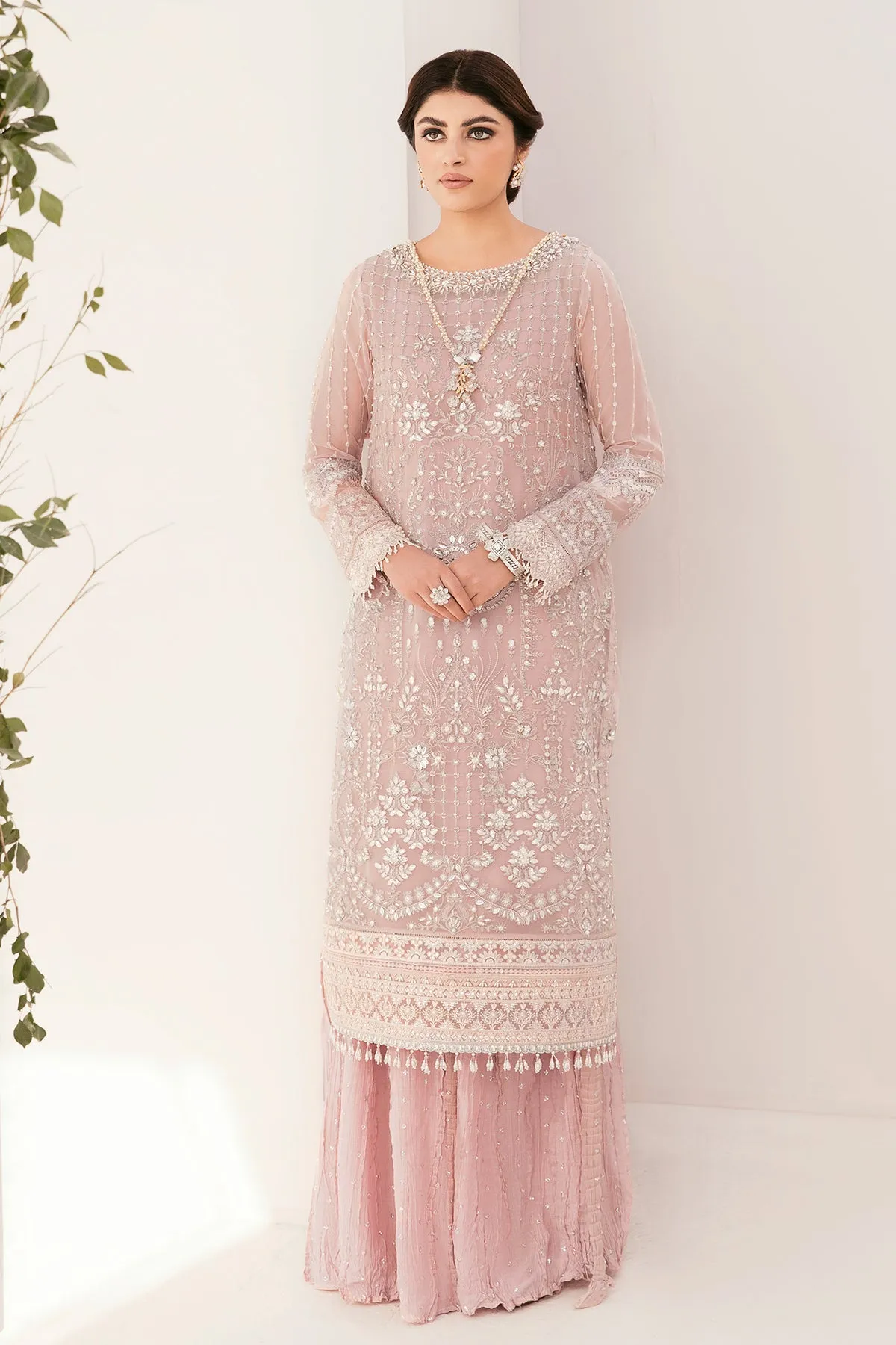Heavily Embellished Baby Pink Pakistani Kameez Salwar Suit Dupatta