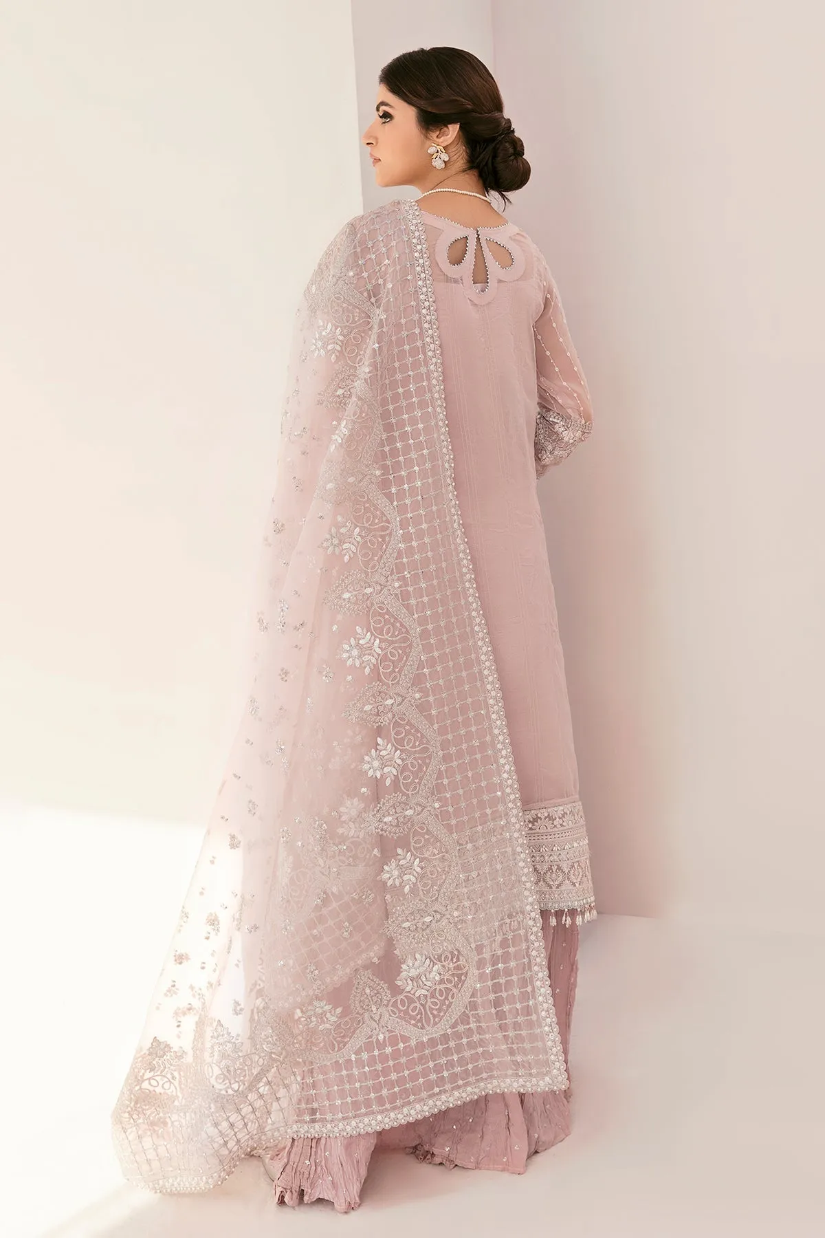 Heavily Embellished Baby Pink Pakistani Kameez Salwar Suit Dupatta