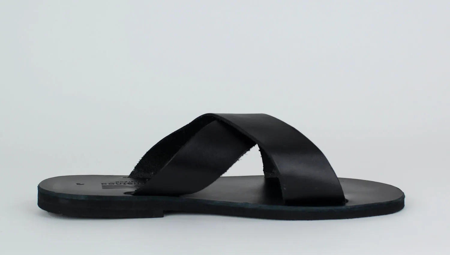 HELIOS BLACK LEATHER SANDALS