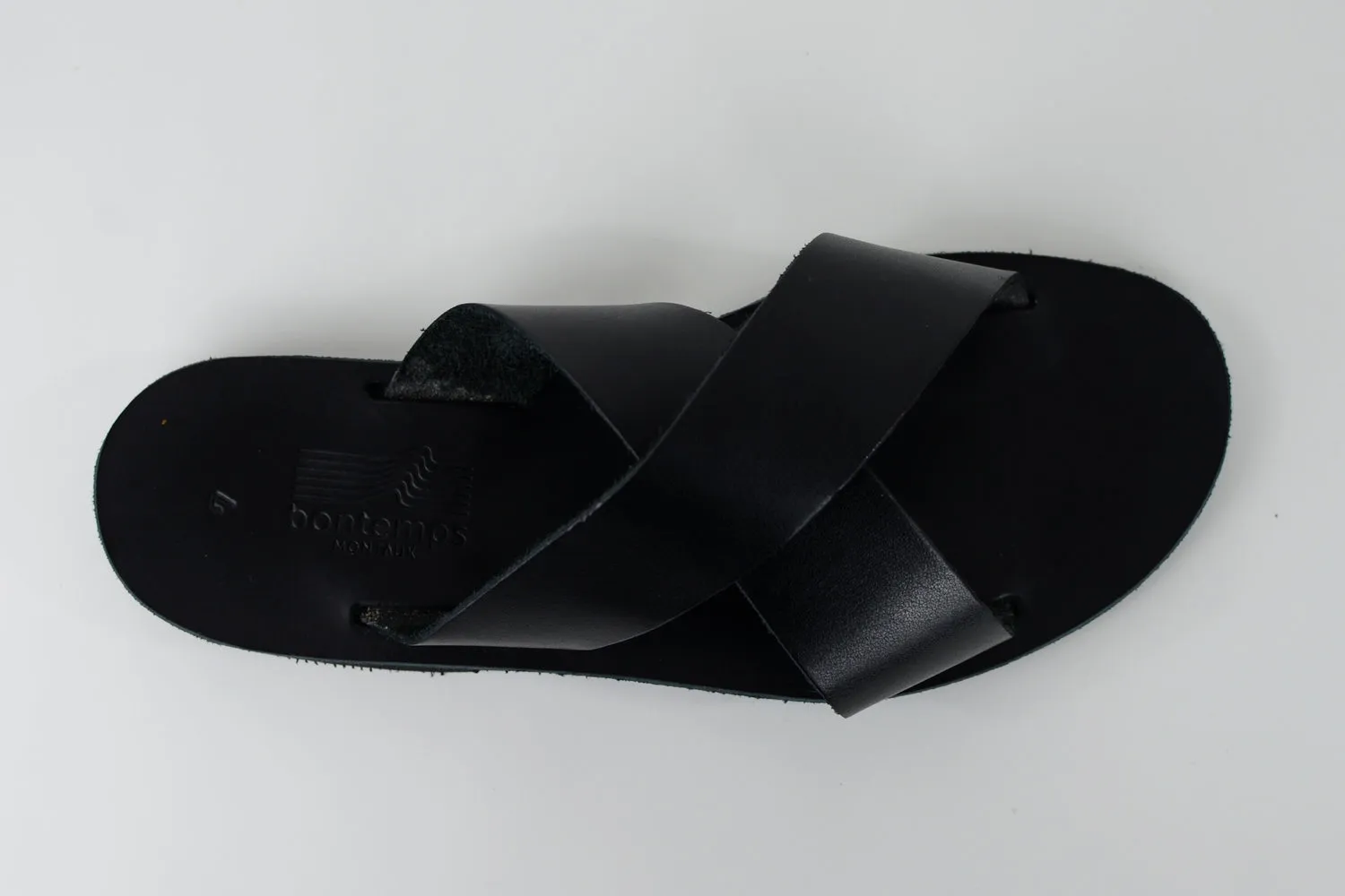 HELIOS BLACK LEATHER SANDALS