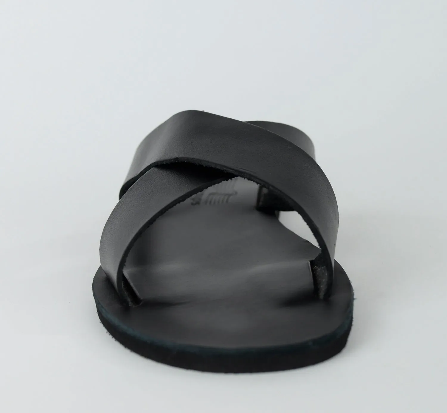 HELIOS BLACK LEATHER SANDALS