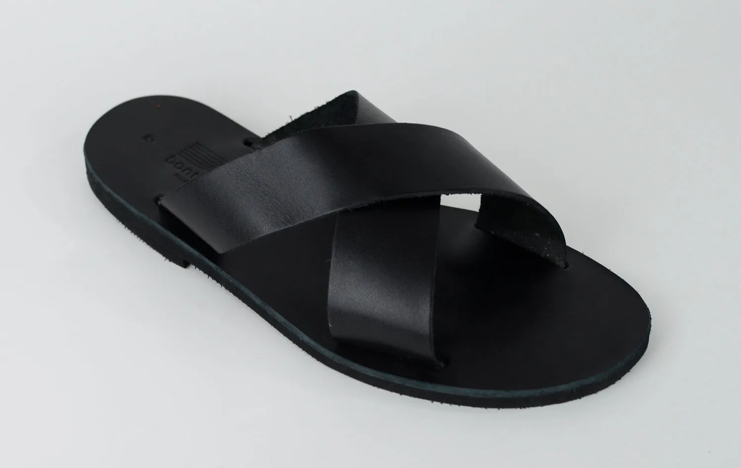 HELIOS BLACK LEATHER SANDALS