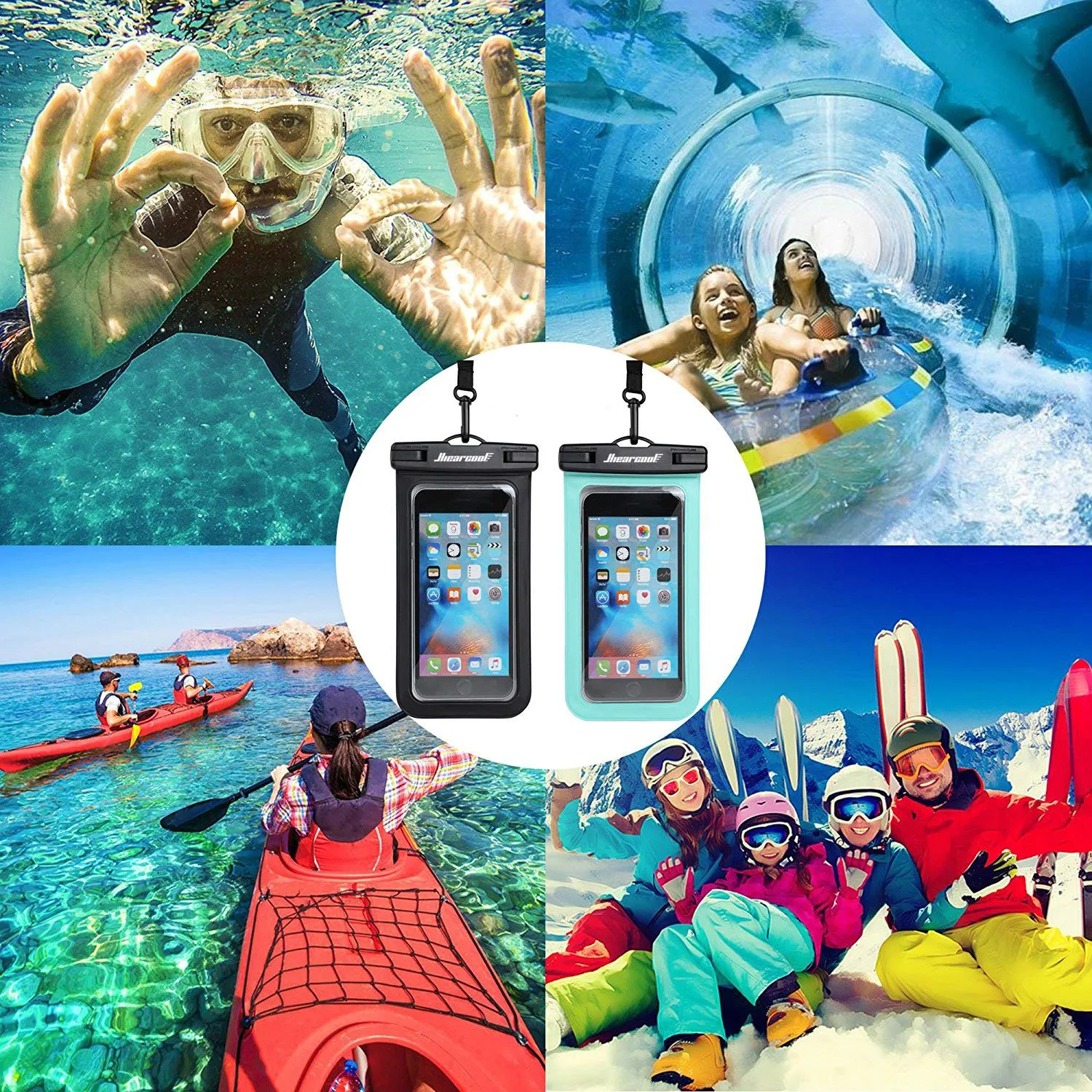 Hiearcool IPX8 Waterproof Phone Pouch, Beach Cruise Ship Essentials 2Pack 8.3"