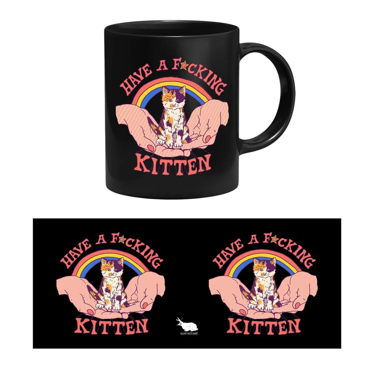 Hillary White Rabbit - Kitten - Tasse