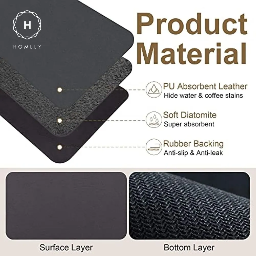 Homlly Super Absorbent Non-Slip Heat-Resistant Dish Drying Mat for Kitchen Counter [Hide Stain]