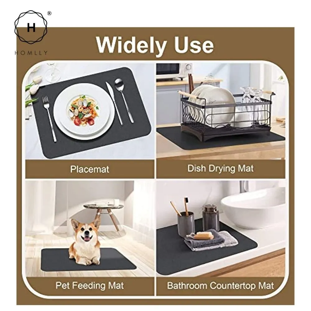 Homlly Super Absorbent Non-Slip Heat-Resistant Dish Drying Mat for Kitchen Counter [Hide Stain]