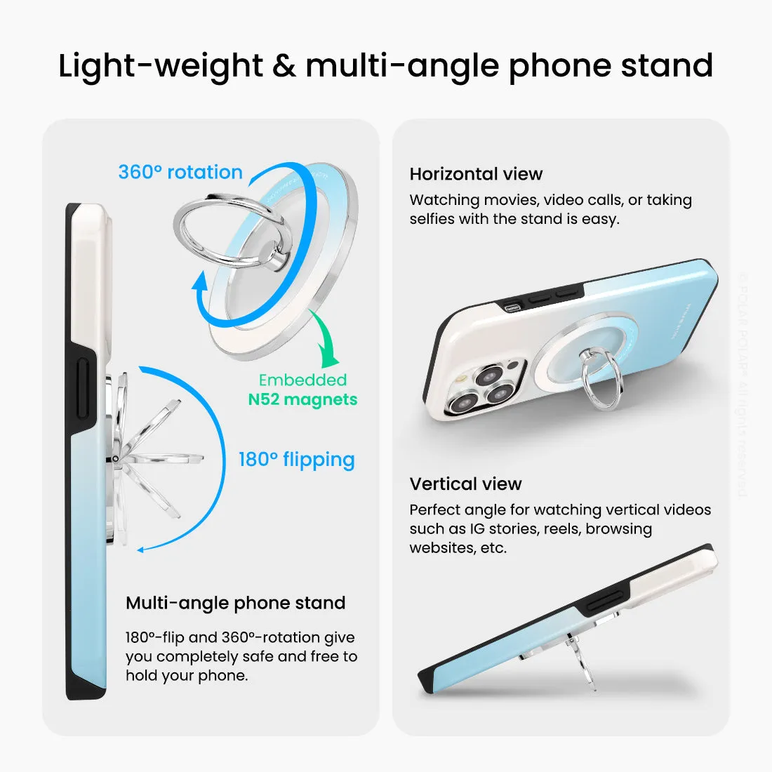 Iceberg Pastel - Silver MagSafe Phone Grip and Ring Holder Stand