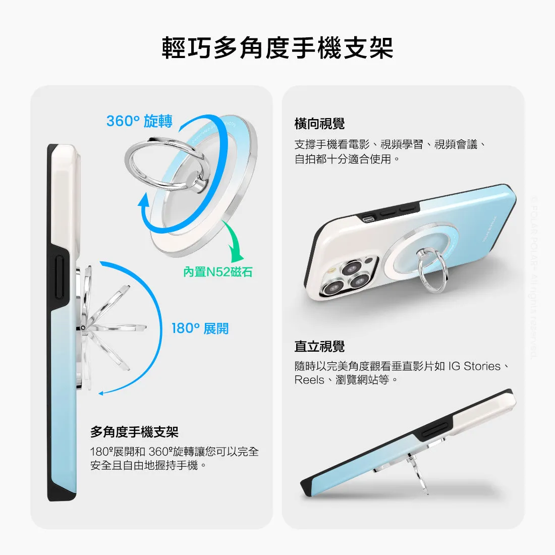 Iceberg Pastel - Silver MagSafe Phone Grip and Ring Holder Stand