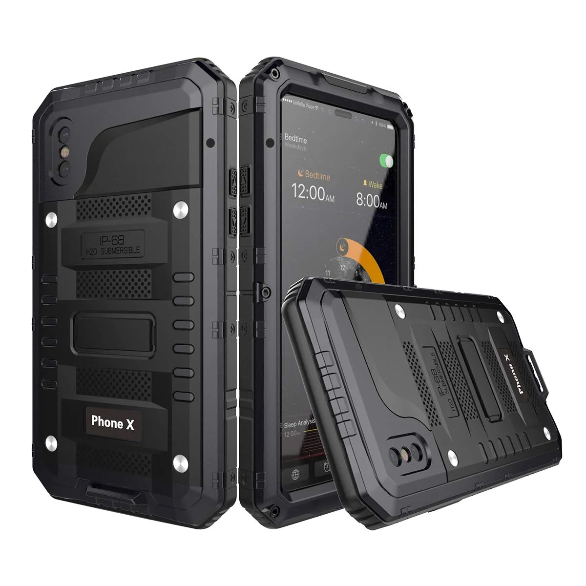 iPhone Xs/iPhone X Waterproof Case, AICase IP68 Underwater Protective Cover [Heavy Duty Protection][Full Body Protective] Metal Shockproof Shell Built in Screen Protector for iPhone X/XS
