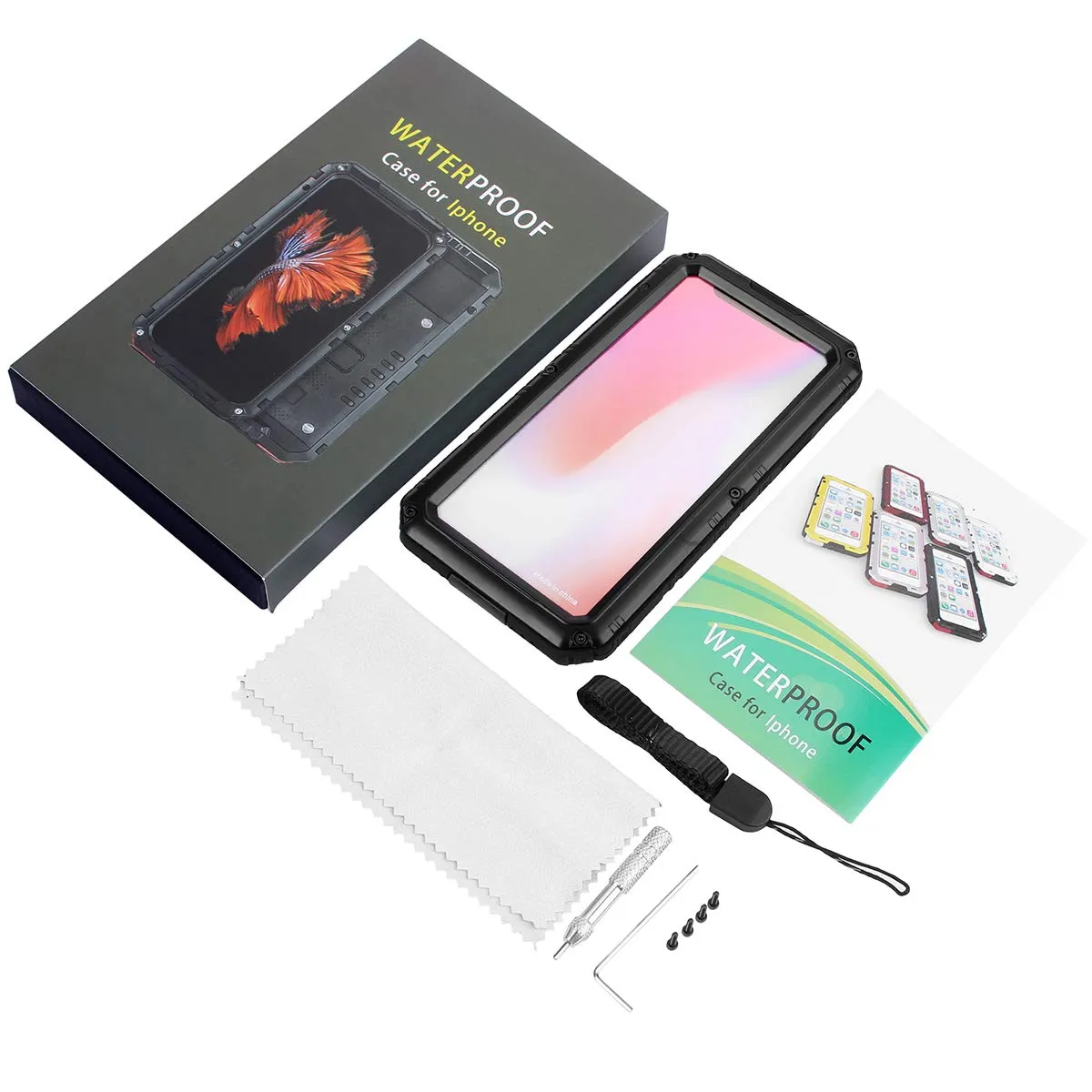 iPhone Xs/iPhone X Waterproof Case, AICase IP68 Underwater Protective Cover [Heavy Duty Protection][Full Body Protective] Metal Shockproof Shell Built in Screen Protector for iPhone X/XS