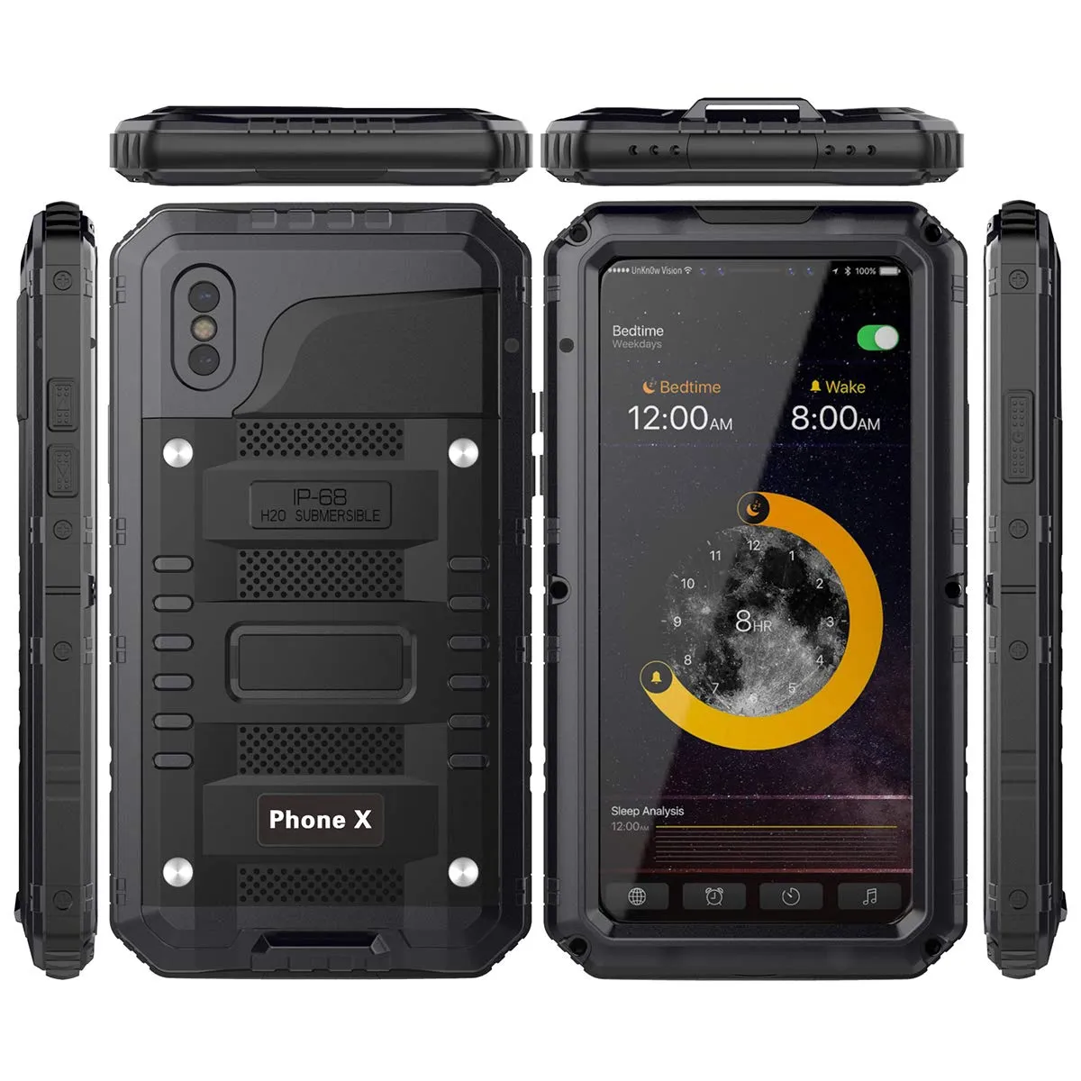 iPhone Xs/iPhone X Waterproof Case, AICase IP68 Underwater Protective Cover [Heavy Duty Protection][Full Body Protective] Metal Shockproof Shell Built in Screen Protector for iPhone X/XS