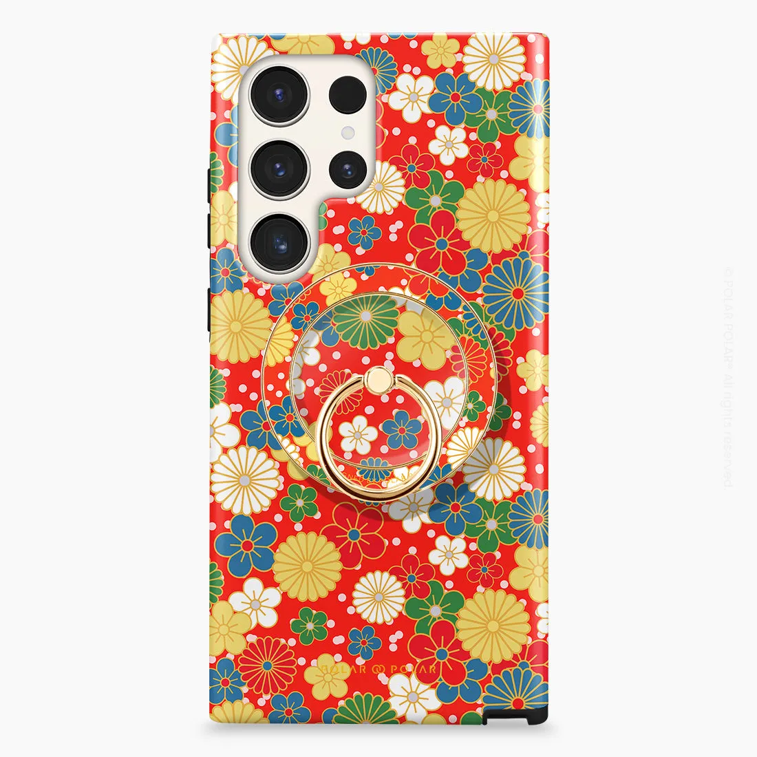 Japan Blossoms - Golden MagSafe Phone Grip and Ring Holder Stand