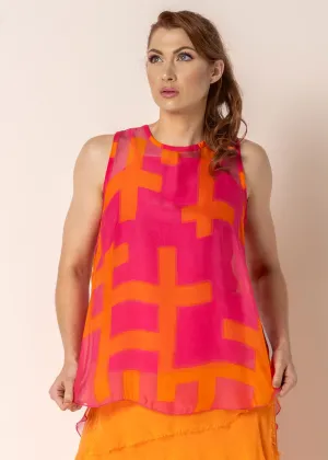 Jasna Silk Top in Sunset Orange