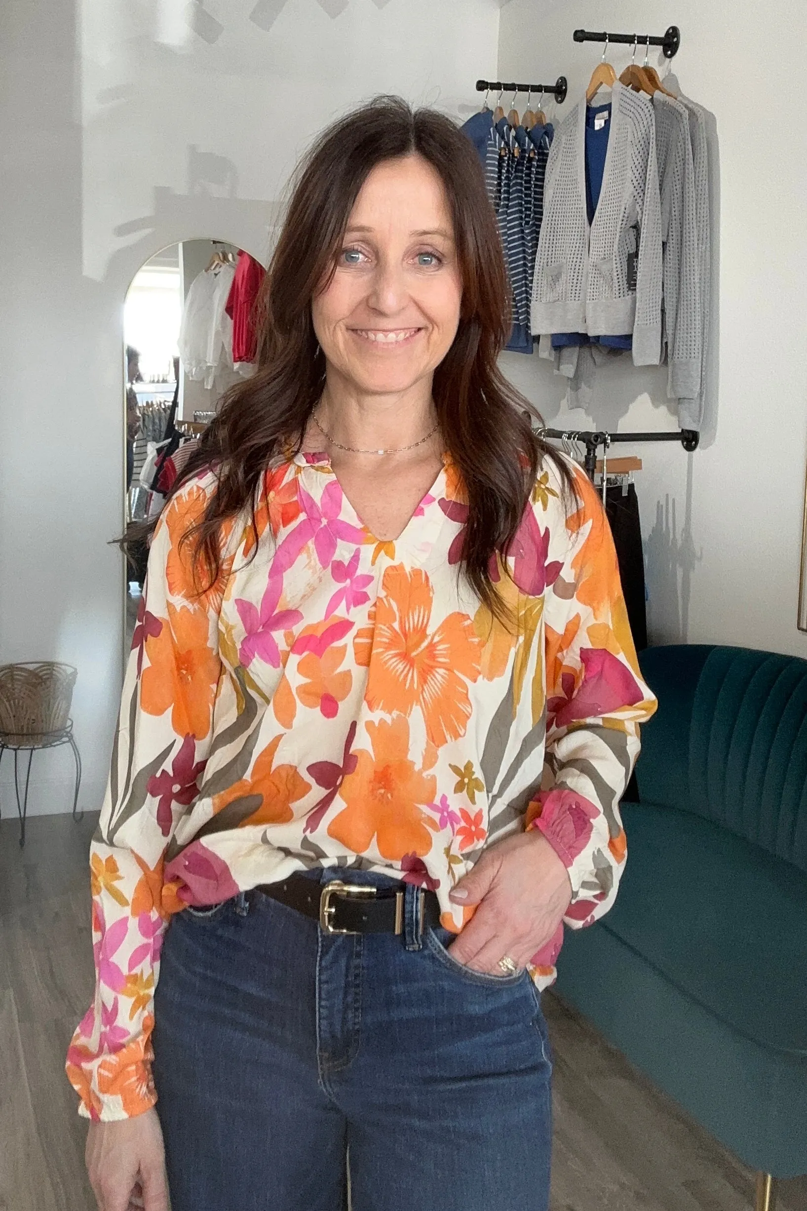 Jayd Printed Popover Blouse