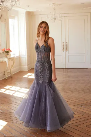Juliet JT2883C Embellished Fitted Corset Mermaid Gown