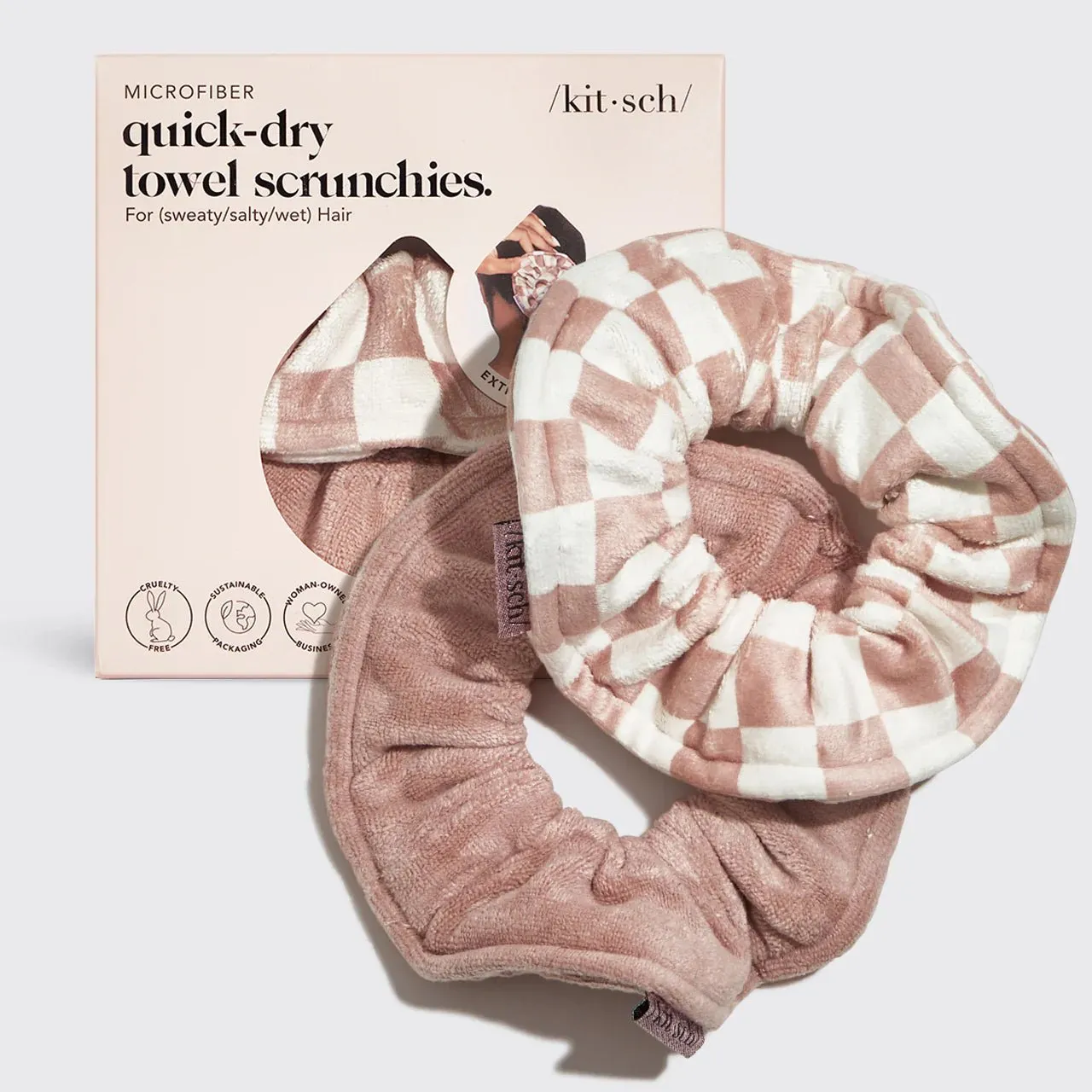Kitsch: Microfiber Quick Dry Towel Scrunchie 2pc in Terracotta