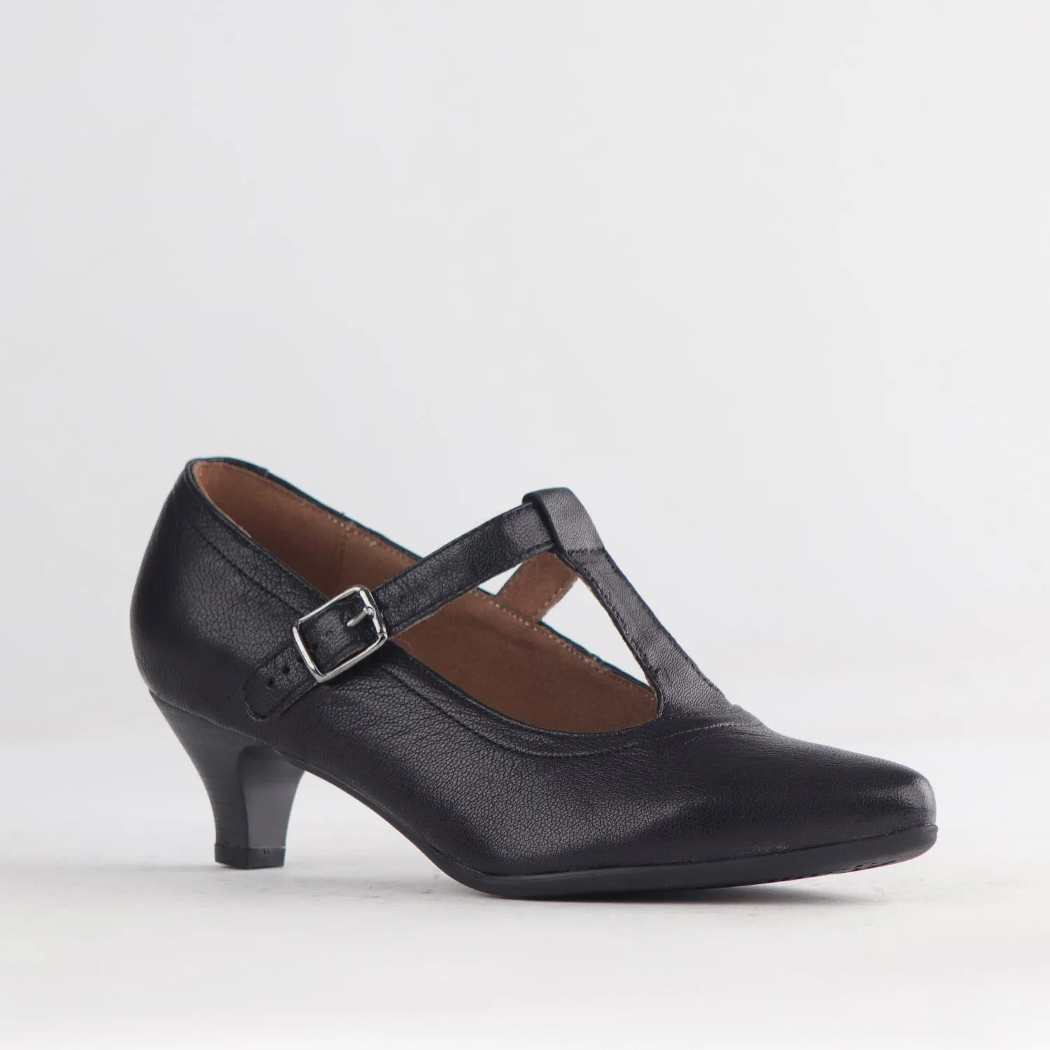 Kitten heel with T-bar in Black - 12792